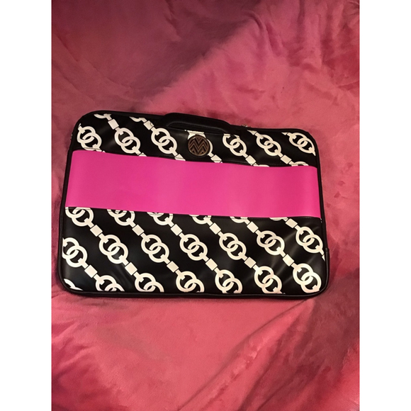 Unbranded Handbags - Black Hot Pink White Chain Laptop Bag NEW